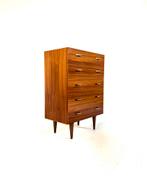 Vintage noutenhouten ladekast, jaren ‘60, Huis en Inrichting, Kasten | Ladekasten, Overige houtsoorten, Zo goed als nieuw, Minder dan 100 cm