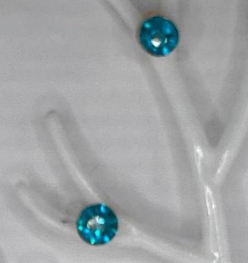 Goudkleurige oorknopjes voorzien van blauwe mooie steen beschikbaar voor biedingen