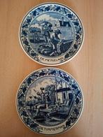 2 Delfts blauwe handwerk wandborden 23,8cm + ophangsysteem, Antiek en Kunst, Antiek | Wandborden en Tegels, Ophalen of Verzenden