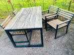 Tuinset zwart metaal hout 4 stoelen Intratuin, Ophalen of Verzenden