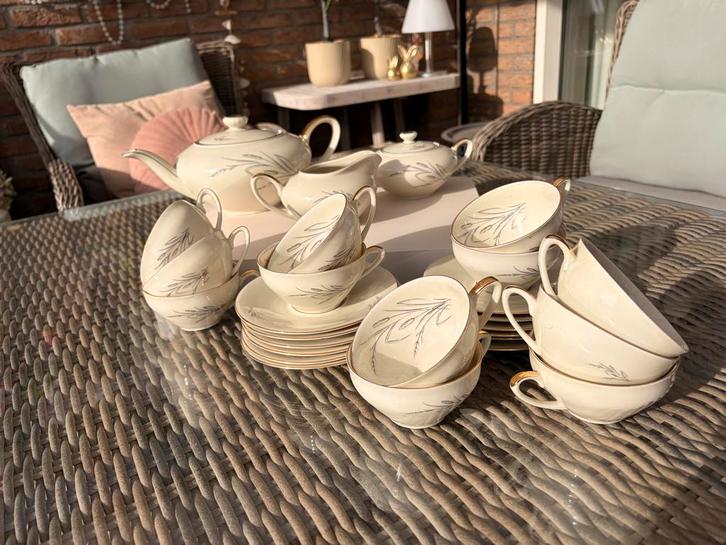 Antiek Spenzo Servies - 12 Kop & Schotel, Melkkan, Suikerkan, Antiek en Kunst, Antiek | Servies compleet, Ophalen