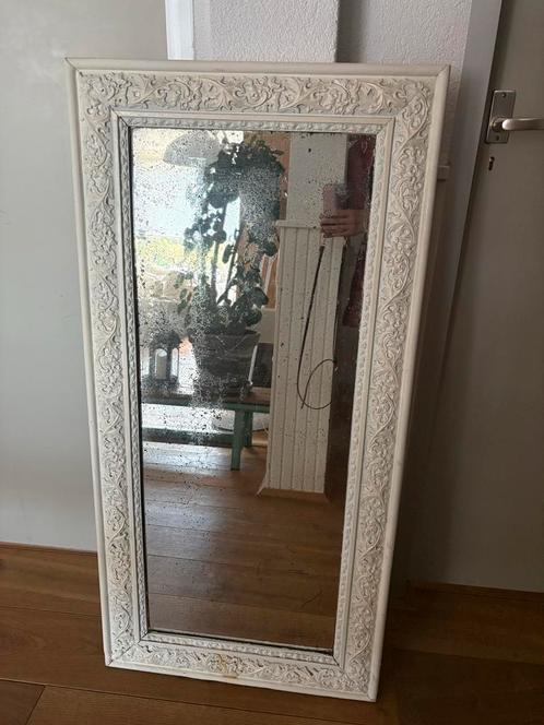 Antieke Brocante Spiegel met Houten Lijst, Huis en Inrichting, Woonaccessoires | Spiegels, Gebruikt, 50 tot 75 cm, 100 tot 150 cm