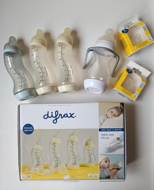 Difrax flessen (starterset + 3 flessen + papfles), Kinderen en Baby's, Babyvoeding en Toebehoren, Gebruikt, Overige typen, Ophalen of Verzenden