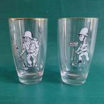 set met 2 oude bierglazen, De Ouwe Hap, De Filler, leger, Verzamelen, Ophalen of Verzenden, Gebruikt, Bierglas
