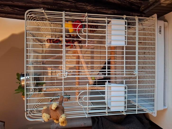 Papegaaienkooi wit, Dieren en Toebehoren, Vogels | Hokken en Kooien, Zo goed als nieuw, Vogelkooi, Metaal, Ophalen