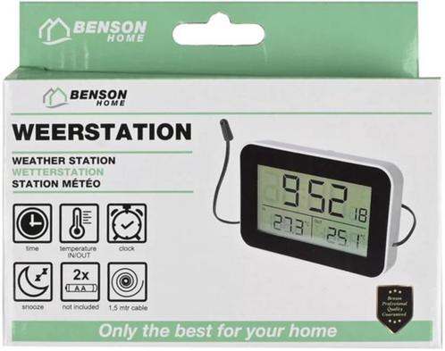 WEERSTATION thermometer en alarmklok binnen- en buiten, Audio, Tv en Foto, Weerstations en Barometers, Ophalen of Verzenden