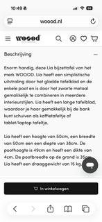 Woood Lia bijzettafel, Huis en Inrichting, Tafels | Bijzettafels, 45 tot 60 cm, Minder dan 55 cm, Gebruikt, Metaal of Aluminium