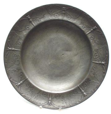 Groot Jugendstil Bord ( 40 cm. ) - Hugo Leven - Kayserzinn. beschikbaar voor biedingen