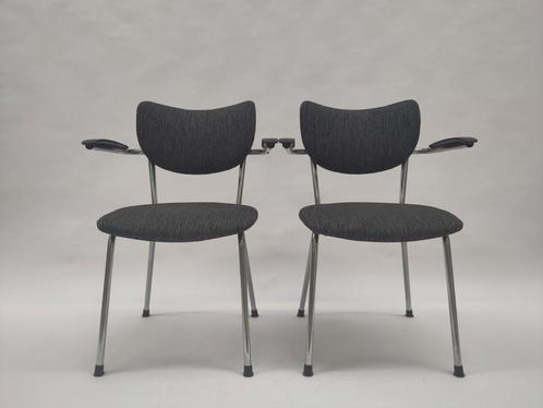 Vintage buisframe stoel Gispen de Wit 3211 eetkamerstoel, Huis en Inrichting, Stoelen, Gebruikt, Twee, Metaal, Stof, Zwart, Ophalen