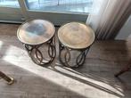 Set van 2 metalen bijzettafels - H47, Ø39, Gebruikt, Metaal of Aluminium, Rond, Industrieel