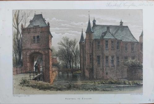 31 / Kasteel Zuylen - Zuijlen - Zuilen Litho uit 1882, Antiek en Kunst, Kunst | Litho's en Zeefdrukken, Ophalen of Verzenden