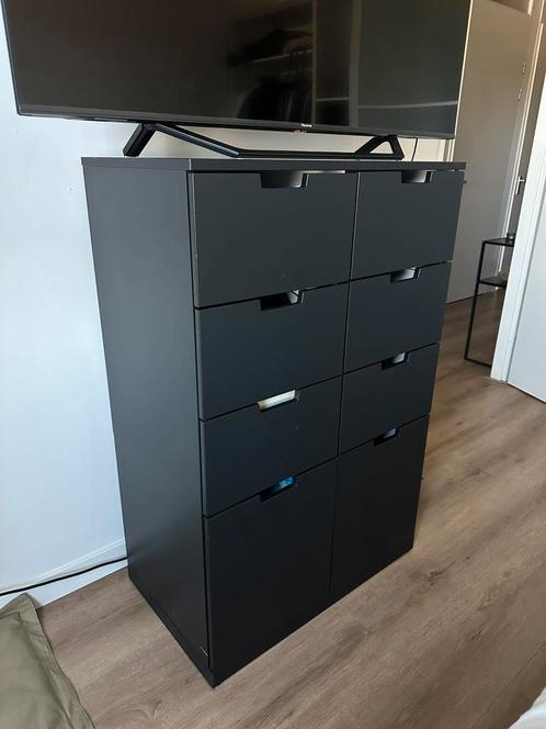 NORDLI Ikea ladekast kast 8 deurs - Zwart, Huis en Inrichting, Kasten | Roldeurkasten en Archiefkasten, Zo goed als nieuw, 100 tot 150 cm