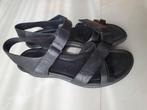 Zwarte leren sandalen - Maat 39, Ecco, Zwart, Zo goed als nieuw, Sandalen of Muiltjes