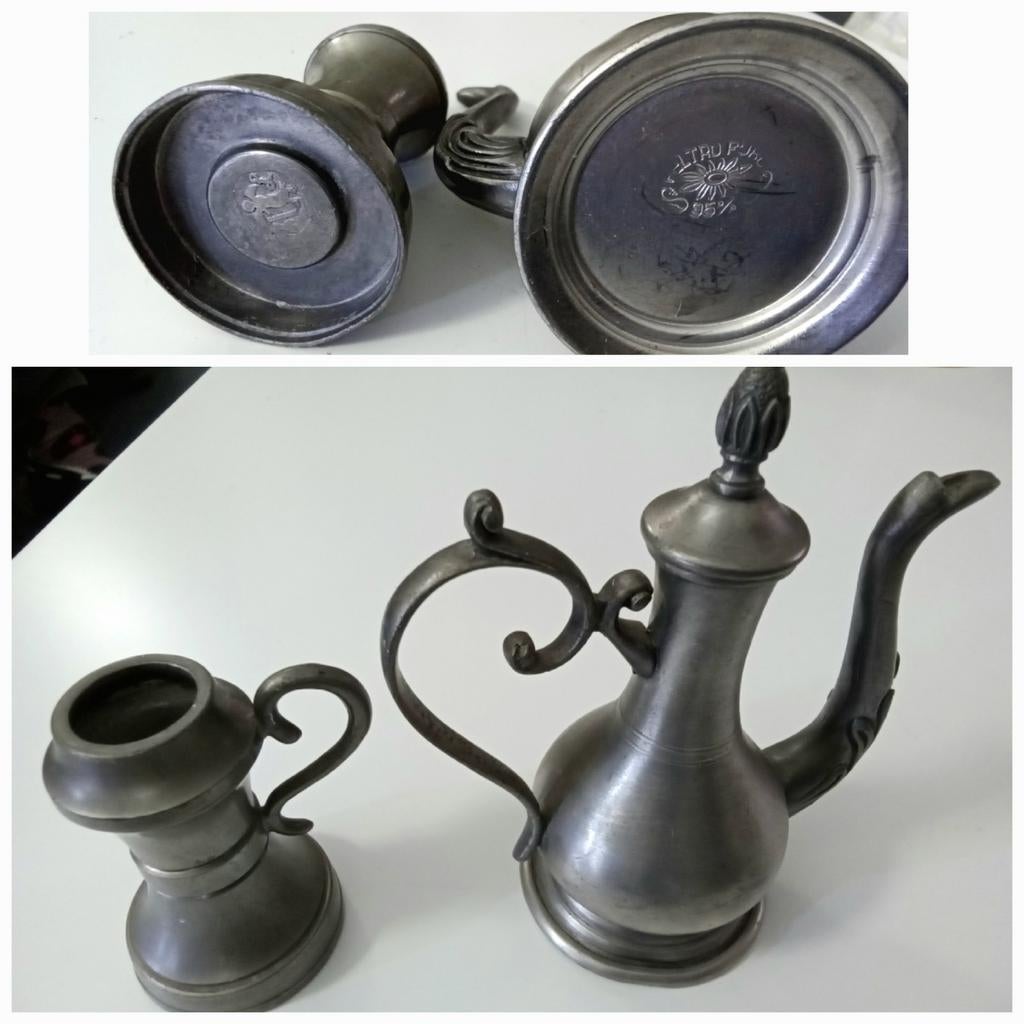 Vintage Tinnen Kan en Beker,klein, met Keurmerk, Antiek en Kunst, Antiek | Tin, Ophalen of Verzenden