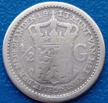 1/2 gulden 1913 - Wilhelmina (b)   beschikbaar voor biedingen