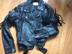 Leer biker Jack met franjes, Maat 38/40 (M), Colourful rebel, Zwart, Ophalen of Verzenden