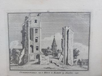 309 / Huis te Kleef bij Haarlem Oude gravure 18e eeuw beschikbaar voor biedingen