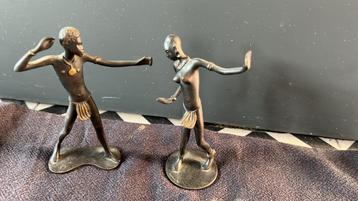 Afrikaanse Bronzen Beelden Set beschikbaar voor biedingen