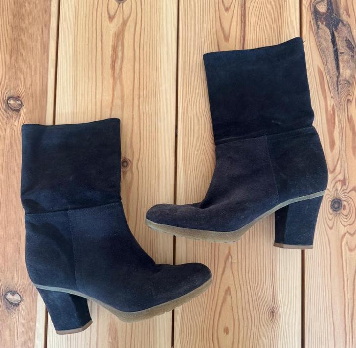 Abro laarzen / enkellaarzen - Blauw Leer Suede - Maat 38, Kleding | Dames, Schoenen, Zo goed als nieuw, Hoge laarzen, Blauw, Ophalen of Verzenden