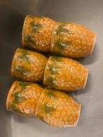 Set van 6 majolica bekers mais in barbotine, Verzenden