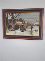 Winters tafereel op hout, Antiek en Kunst, Kunst | Schilderijen | Klassiek, Ophalen