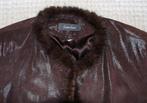 Leren Leather Sound Jas met Mink Bont Rand (L) € 145,-, Bruin, Maat 42/44 (L), Ophalen of Verzenden, Zo goed als nieuw