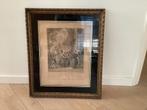Oude prent 'Het Verliefde Bregtje' in lijst. Ets/Gravure.  K, Ophalen