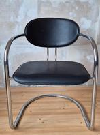 Effezeta stoel chroom buisframe, Huis en Inrichting, Stoelen, Gebruikt, Zwart, Ophalen of Verzenden, Metaal
