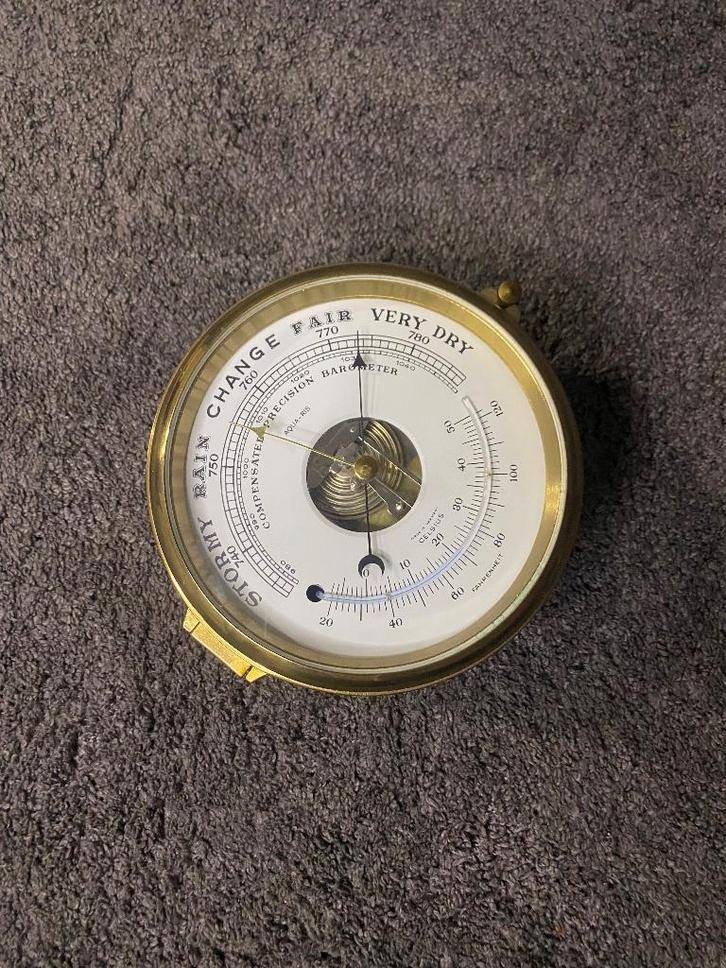 Schatz scheepsbarometer met open wijzerplaat. , Audio, Tv en Foto, Weerstations en Barometers, Gebruikt, Barometer, Ophalen of Verzenden