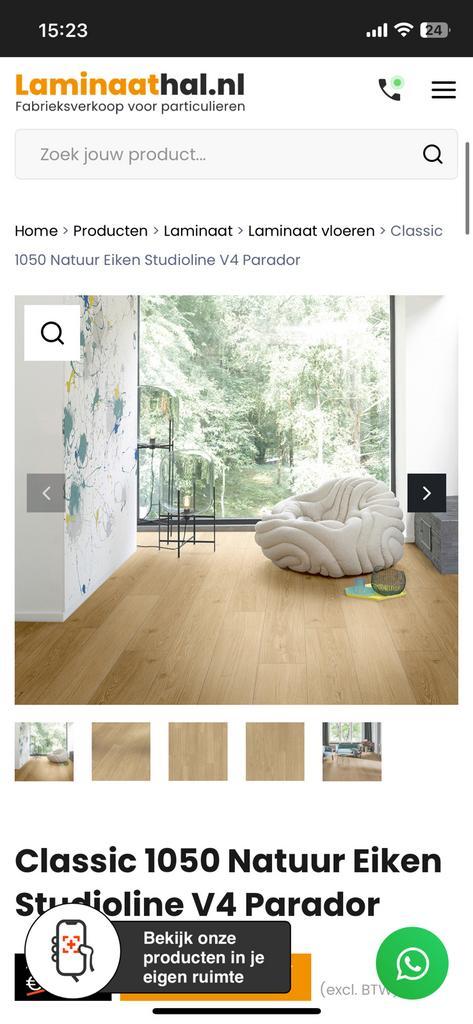 Prachtige laminaatvloer in naturel eiken – 18 m² totaal, Doe-het-zelf en Verbouw, Vloerdelen en Plavuizen, Zo goed als nieuw, Laminaat