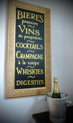 Handgeschilderd bord/Parijs/Grand Café/Champagne/bier/wijn, Verzamelen, Merken en Reclamevoorwerpen, Reclamebord, Ophalen of Verzenden
