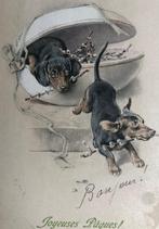 (7) - PAASKAART - TECKEL - Joyeuses Pâques, Ophalen of Verzenden, Voor 1920, Gelopen, Feest(dag)