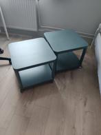2 Ikea Bijzettafeltjes op Wieltjes - Groen/Blauw, Ophalen