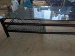Salontafel met glasplaat en bamboe frame, Ophalen, Gebruikt