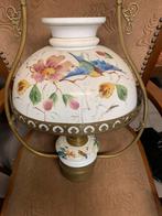 Antieke Olie hangLamp met Bloemmotief, Antiek en Kunst, Ophalen of Verzenden