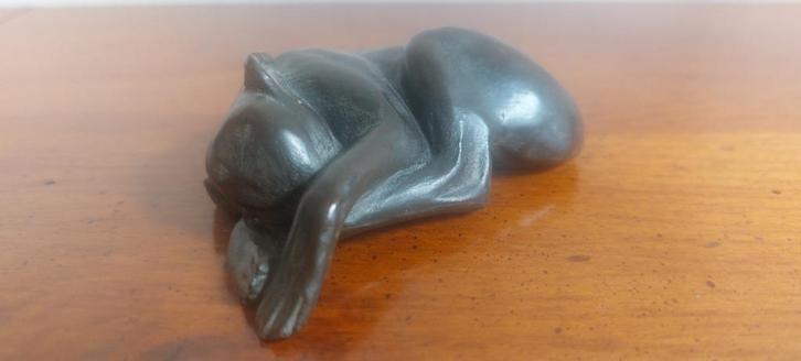 slapende windhond hond brons gesign met d.j.scaldwell engels, Antiek en Kunst, Kunst | Beelden en Houtsnijwerken, Ophalen of Verzenden