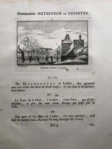 099 / Leiden de Maere Poort Kopergravure 1731 beschikbaar voor biedingen