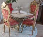 Barok Eethoek met Glazen Tafel/Stoelen, inclusief rond kleed, Antiek en Kunst, Ophalen