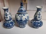 Delfts Blauw kaststel 3 vazen Handpainted Blauw wit, Ophalen