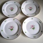 4 heinrich selb bavaria taartbordjes met roosjes, Ophalen of Verzenden, Porselein, Overige stijlen, Bord(en)