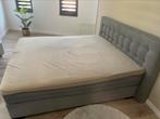 Boxspring  grijs, Ophalen, Tweepersoons, Zo goed als nieuw, 200 cm