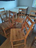 6 houten Ikea stoelen, Ophalen, Gebruikt, Bruin, Vijf, Zes of meer stoelen