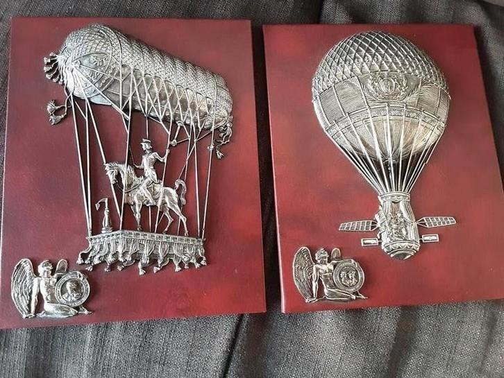 Zeldzaam: 2 panelen met luchtballonnen, Verzamelen, Luchtvaart en Vliegtuigspotten, Overige typen, Ophalen of Verzenden