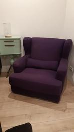 Grote paarse fauteuil, loveseat, love seat paars vier stuks, Ophalen, Eenpersoons, 75 tot 100 cm, Zo goed als nieuw