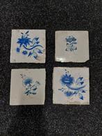 4 Antieke Tegels met Bloemen, Ophalen of Verzenden