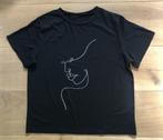 Shein zwart t-shirt met gezicht lijn maat M, Maat 38/40 (M), Zwart, Ophalen of Verzenden, Zo goed als nieuw