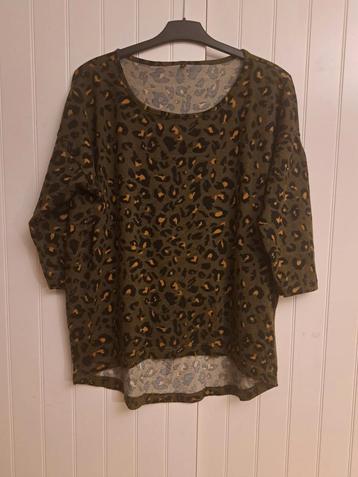 Khakigroene panterprint trui, mt.L beschikbaar voor biedingen