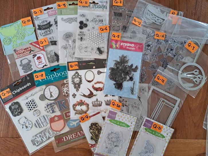 6 VOOR 5 EURO CHIPBOARD STEMPELS SNIJMAL JOURNALING KAARTEN, Hobby en Vrije tijd, Kaarten | Zelf maken, Zo goed als nieuw, Pons of Mal