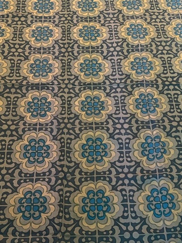 Vintage jaren '70 gordijnen - set van 3, groen, Hobby en Vrije tijd, Stoffen en Lappen, Gebruikt, Katoen, 30 tot 120 cm, 30 tot 200 cm