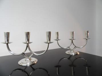 Art Deco Fifties Deense Kandelaars Berg, verzilverd beschikbaar voor biedingen